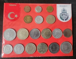Turkey Turkiye Istanbul Souvenir Card 18 Coins 1967-1998 Mounted Set (T124) - Picture 1 of 3