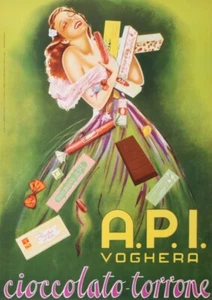 BOCCASILE GINO API VOGHERA CIOCOLATO - TORRONE 1950 VINTAGE POSTER - Picture 1 of 1