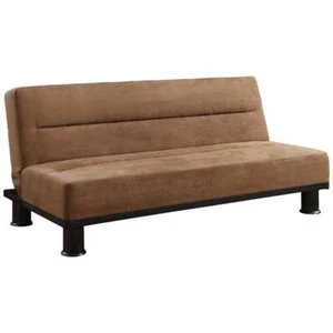 Pemberly Row Microfiber Futon and Lounger in Brown - Picture 1 of 5