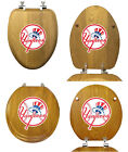 MLB Toilet Seat Oak Finish Round or Elongated w/Team Logo Decal on Seat Lid