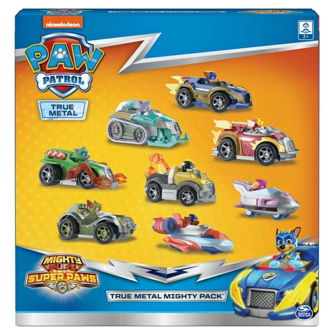 Paw Patrol TRUE METAL Mighty Pups Super Paws Set includes TRACKER EVEREST VHTF Cover