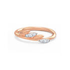 Simple Four Leaf Design In 10K Real Rose Gold With White Moissanite Women's Ring
