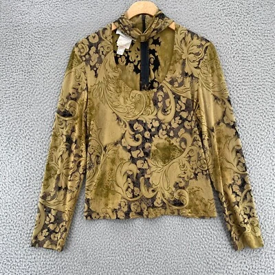 Top Joseph Ribkoff para mujer 8 marrón batik brillo recorte elástico manga larga de colección Foto 1 de 4