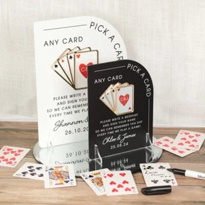 Playing Cards Wedding Guest Book Alternative Modern Arch 3D Acrylic Sign - Picture 1 of 10