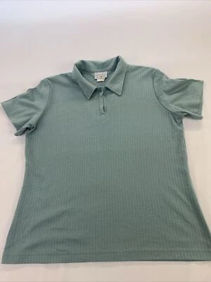 Peaches Uniforms Ladies Size Large Sage 1 Button Front Uniform Top - Image 1 of 4