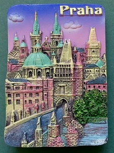 Souvenir Fridge Magnet Prague View Of The Old Town And Charles Bridge Czechia - Picture 1 of 1