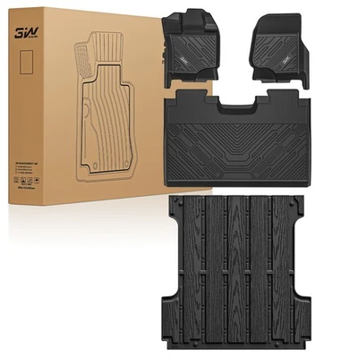 3W Floor Mats & Trunk Bed mat For Ford F150/F-150 SuperCrew Cab 2015-2025 Liner - Image 1 of 4