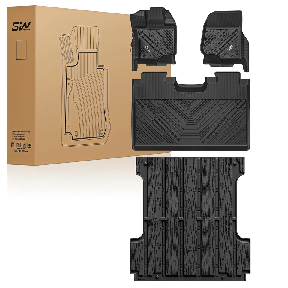 3W Floor Mats & Trunk Bed mat For Ford F150/F-150 SuperCrew Cab 2015-2025 Liner - Image 1 of 4