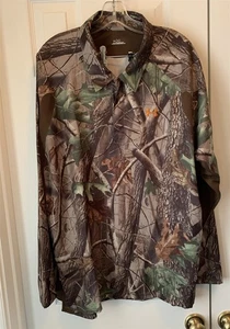 Men's Under Armor Sz XXL Camo Real Tree Hunting Shirt Collar Button  - Picture 1 of 6