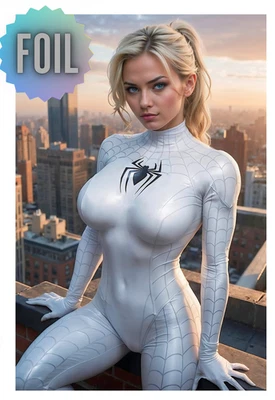 Spidergwen C  (NICE) *FOIL*  DOUBLE SIDED Deviant Nation Ltd 50 w/CoA - Image 1 of 4