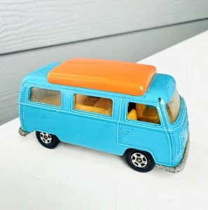 Matchbox 1970 Lesney Superfast No 23 Volkswagen VW Camper Van Bus Turquoise Blue - Picture 1 of 8