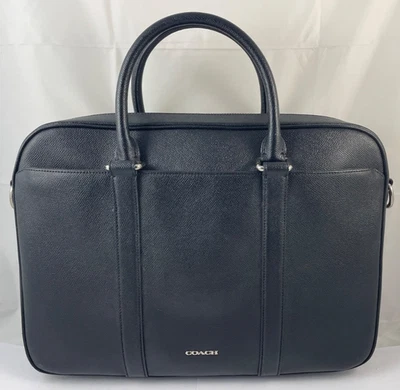 Coach Perry Slim Briefcase Laptop Bag Crossgrain Leather F59057 Black Reg $495 - Image 1 of 4