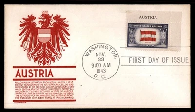 Mayfairstamps US FDC 1943 Washington D.C. Austria Occupied Nations First Day Cov - Image 1 of 2
