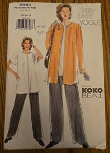 Vogue Pattern 9980 Jacket Top Pants Koko Beall Size 14-16-18 - Picture 1 of 3