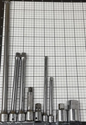 Cornwell Tools USA 9pc Chrome Extension Adapter Set Lot, 3/8”  & 1/4” Drive - Image 1 of 4