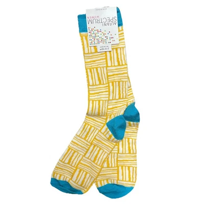 Alfani Spectrum女式黄色几何条纹袜9-11码 — 第 1/2 张图片