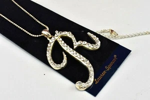 Lauren Spencer Necklace Silver Tone Austrian Crystal Big Letter R Pendant - Picture 1 of 3