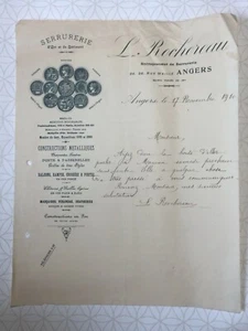 Ancienne Facture L.Rochereau Serrurerie d'art et bâtiment Angers 1910 - Picture 1 of 1