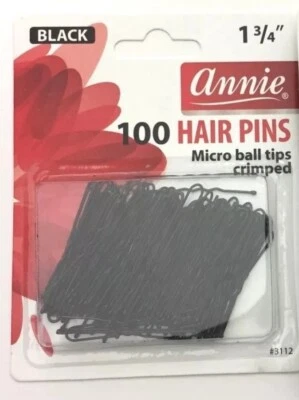 Lote de 3 alfileres de pelo negros Annie 100ct 1-3/4" #3112 puntas de micro bola (300 en total) Foto 1 de 2