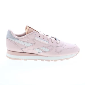 Reebok Classic Leather Womens Pink Leather Lifestyle Sneakers Shoes - Picture 1 of 8