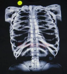 T-Shirt GLOW X-RAY SKELETON-Knochen Rippen Anatomie Biologie Wissenschaft Halloween S-2XL - Bild 1 von 4
