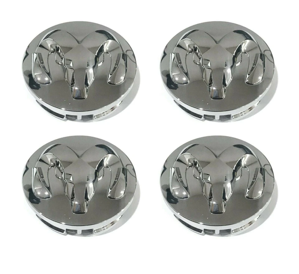 Four pieces Dodge Ram 1500 Chrome Wheel Hub Center Caps Covers 63mm 2013-2019 - Image 1 of 2