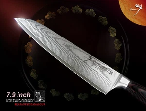 Japanese Classic Gyuto VG10 Damascus Chef's Knife 7.9" Cutlery Wood Handle - Picture 1 of 5