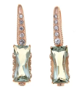 Meher's Jewelry SS ROSE VERMEIL 9ct. GREEN AMY ELONGATED EMERALD CUT EARRINGS - Picture 1 of 2