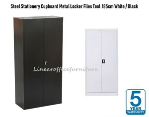 Brand New Steel Stationery Cupboard Metal Locker Files Tool 185 cm Black - Picture 1 of 3