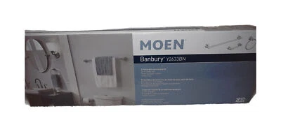 MOEN Banbury Bath Hardware Set w/ Towel Bar, Ring, Paper Holder Brushed Nickel - Image 1 of 2