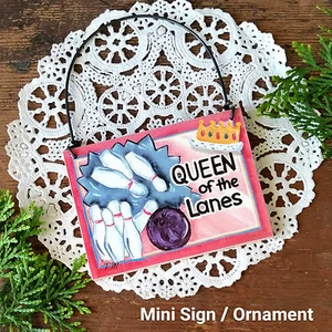 DECO Mini Sign BOWLING QUEEN League Bowl Gift alley Wood Ornament Decoration USA - Picture 1 of 3