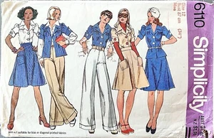 SIMPLICITY 6110 1970's Blouse, Skirt & Pants Sewing Pattern. Size 12 - Bust 34". - Picture 1 of 2