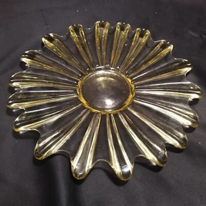 VINTAGE CELESTIAL PATTERN GLASS CANDY/COOKIE DISH 11" GOLD CASTS OF COLOR - Picture 1 of 2