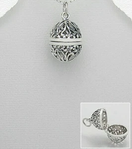 925 sterling silver locket pendant egg Shape - Picture 1 of 1