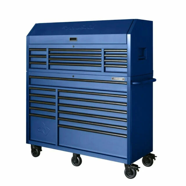 Husky HOTC5623BL2S Heavy-Duty 56 in with 23-Drawer Combination Tool Chest and Cabinet Set - Matte Blue