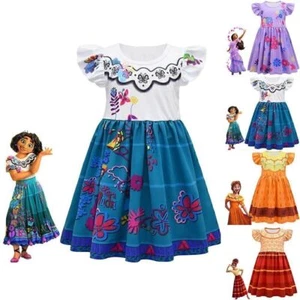 Kids Girls Party Fancy Dress Princess Encanto Mirabel Isabela Cosplay Costume UK - Picture 1 of 23
