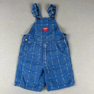 Vintage Oshkosh B' Gosh Shortalls 5T Denim Baseball Printed Vest Back USA Made - Picture 1 of 15