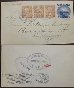 E) 1906 NICARAGUA, COAT OF ARMS 10c STRIP OF 3, 5c POSTAL STATIONARY, CIRCULATE - Picture 1 of 1
