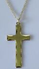 9ct Gold Necklace - Vintage 9ct Yellow Gold Flat Cross Pendant & 9ct Gold Chain 