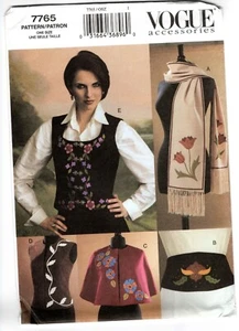 Vogue Accessories Sewing Pattern - 7765 - Bufanda, Cinturón, Capelet y Chaleco - Imagen 1 de 2