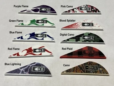 Choice Of 36, 50, Or 100 2" Flame, Camo, Blood Splatt BLAZER VANES FROM BOHNING
