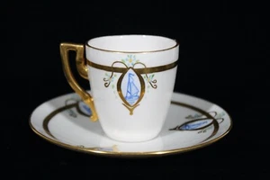 ANTIQUE LENOX BELLEEK M. HARDAKER SET OF 8 DEMI / DEMITASSE CUP & SAUCER SETS - Picture 1 of 9