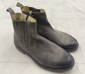 New John Varvatos Leather Ankle Stretch Boots In Grey Size: 11 - Picture 1 of 8