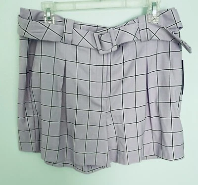 Pantalones cortos de vestir Worthington para mujer lila a cuadros plisados con cinturón talla 12P nuevos con etiquetas Foto 1 de 4