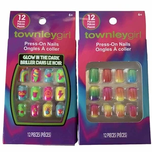 Press On Nails Glow in the Dark Regenbogen 2 Boxen Kindergröße ab 6+ Townley Mädchen - Bild 1 von 4