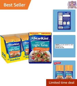 Chunk Light Tuna Sunflower Oil 2.6 Oz Pack of 24 High Protein Snack Meals - Picture 1 of 11