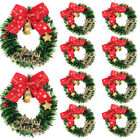 10 Mini Christmas Wreaths w/ Bow & Bell for Tree Decoration & Front Door
