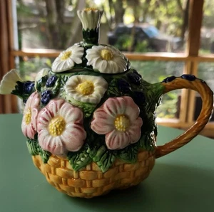 Asia Master Group Porcelain Flower Basket Tea Pot - Picture 1 of 6