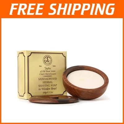 British Sandalwood Shave Soap in Wooden Bowl - Image 1 of 4