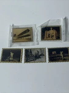 (5) Estampillas de latón Paul Revere, Estatua de la Libertad, Tierra de la Luna, Wright Bro, Lincoln Memoril - Imagen 1 de 3